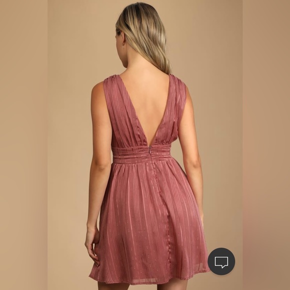 Romantic at Heart Rose Pink Striped Skater Mini Dress - Picture 2 of 8